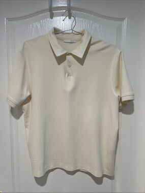 Men's Cream Crop Polo Shirt - Classic Short Sleeve
